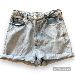 Zara Cotton High Waist Acid Wash Denim Shorts 4
